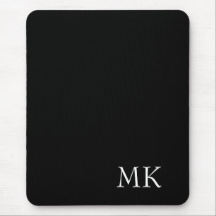 Black White Monogram Mouse Pad