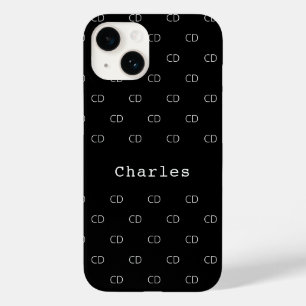 Black white monogram name initials minimalist Case-Mate iPhone 14 case