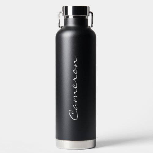  Black White Monogram Name Personalized Water Bottle