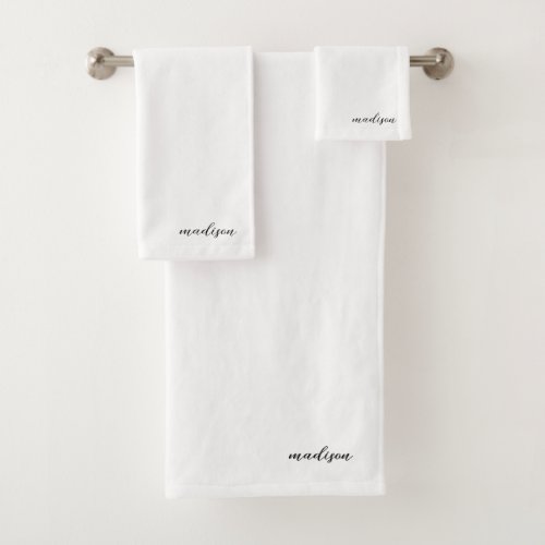 Black white Monogram Neutral Modern Minimalist Bath Towel Set