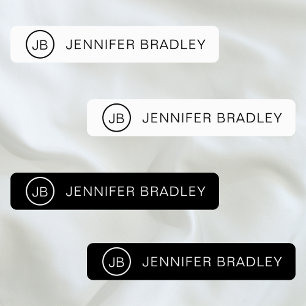 Black White Monogram Personalized Clothing Name Labels