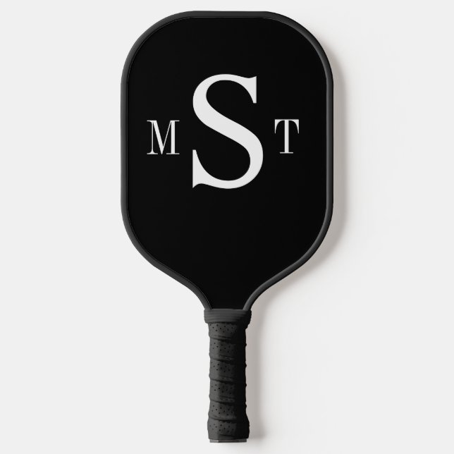 Black White Monogram Personalized Pickleball Paddl Paddle (Front)
