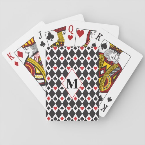 Black  White Monogram Poker Cards