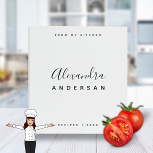 Black White Monogram Recipe Keeper 3 Ring Binder