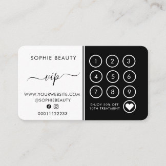 Black & White Monogram Salon Business Loyalty Card