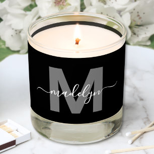 Black White Monogram Scented Candle