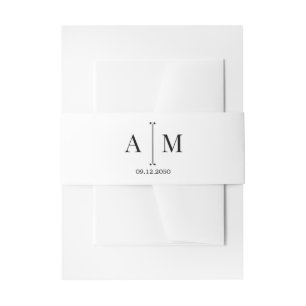 Black White Monogram Simple Minimal Wedding Invitation Belly Band