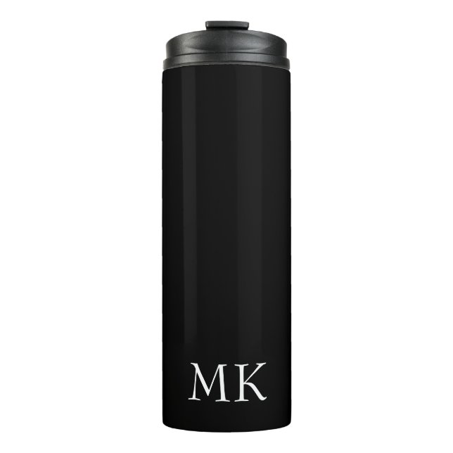 Black White Monogram  Thermal Tumbler (Front)