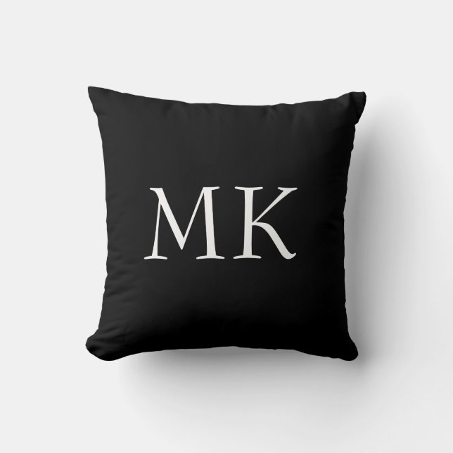 Black White Monogram  Throw Pillow (Front)