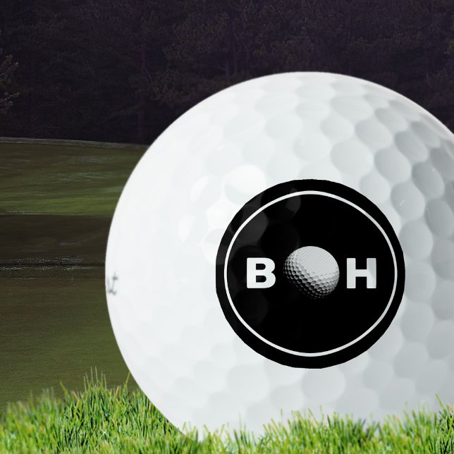 Black White Monogram to Identify Golfer Golf Bal Balls (Creator Uploaded)