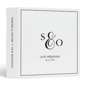 Black & White Monogram | Wedding Album 3 Ring Binder