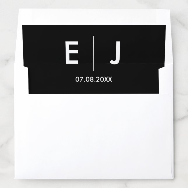 Black & White Monogram Wedding Envelope Liner (In Envelope)