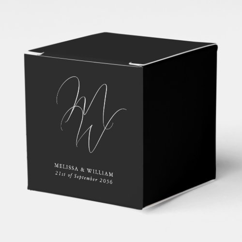 Black White Monogram Wedding Favor Boxes