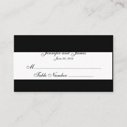 Black White Monogram Wedding Place Cards Business Card