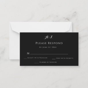 Black & White Monogram Wedding RSVP Card