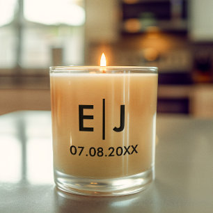 Black & White Monogram Wedding Scented Candle