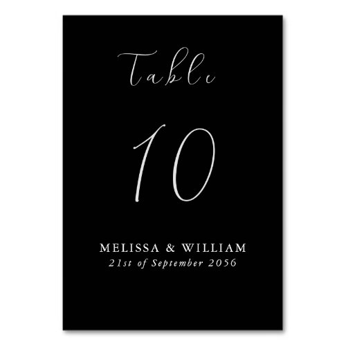 Black White Monogram Wedding Table Number