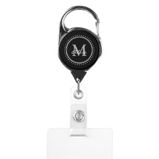 Black White Monogrammed Badge Holder