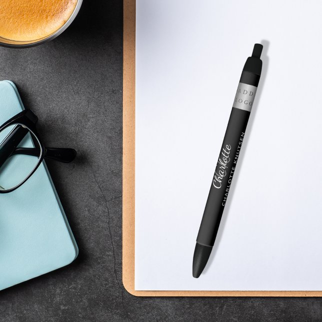 Black white monogrammed name business logo pen (Creator Uploaded)
