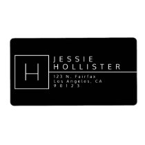 Black & White Monogrammed Return Address Label Black & White Monogrammed Return Address Label