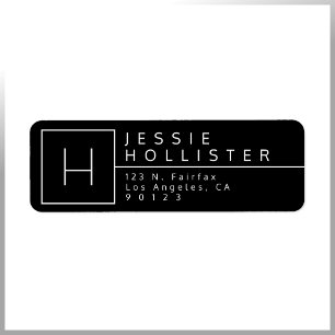 Black & White Monogrammed Return Address Label
