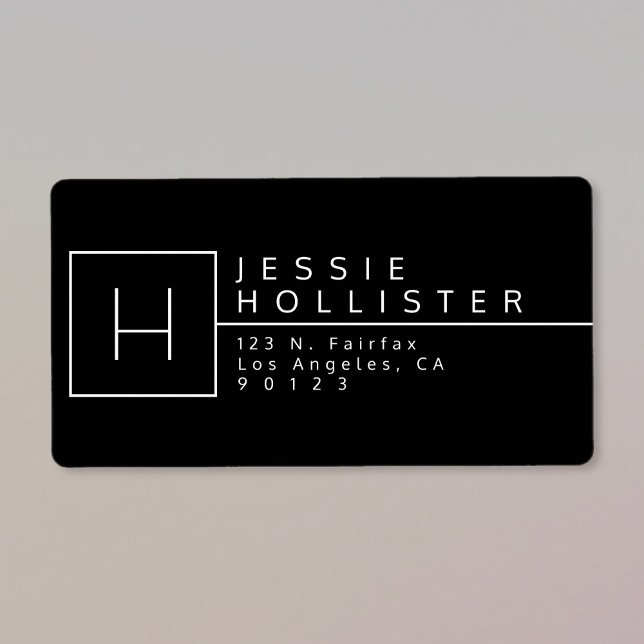 Black & White Monogrammed Return Address Label (Creator Uploaded)
