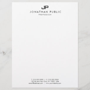 Black White Monogrammed Simple Template Elegant Letterhead