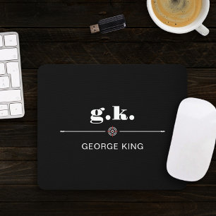 Black White Monogrammed Target Crosshair Mouse Pad