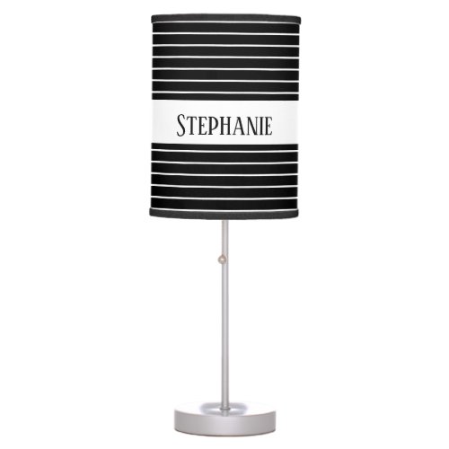 Black White Monograms Camouflage Stripes Patterns Table Lamp