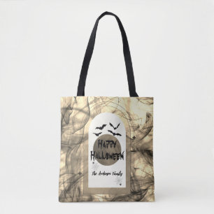 Black White Moon Modern Spooky Happy Halloween Tote Bag