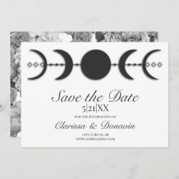 Black & White Moon Phase Wiccan Handfasting Save The Date