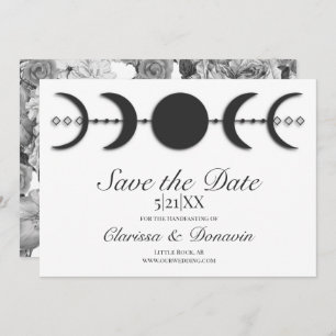 Black & White Moon Phase Wiccan Handfasting Save The Date