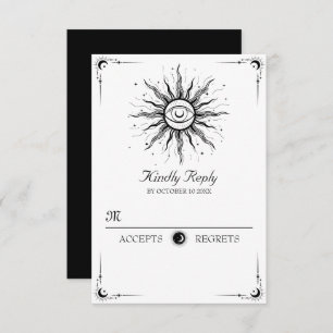 Black white moon sun tarot celestial  RSVP card