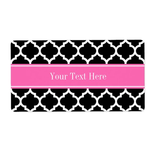 Black White Moroccan 5 Hot Pink 2 Name Monogram Label