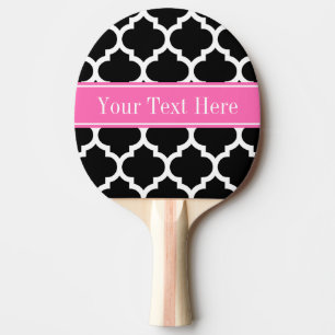 Black White Moroccan #5 Hot Pink #2 Name Monogram Ping-Pong Paddle