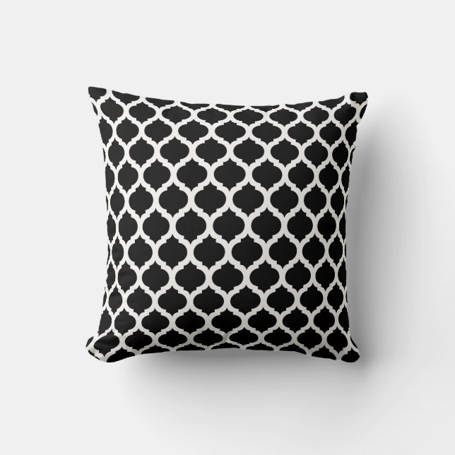 Black & White Moroccan Pattern Throw Pillow (Front)
