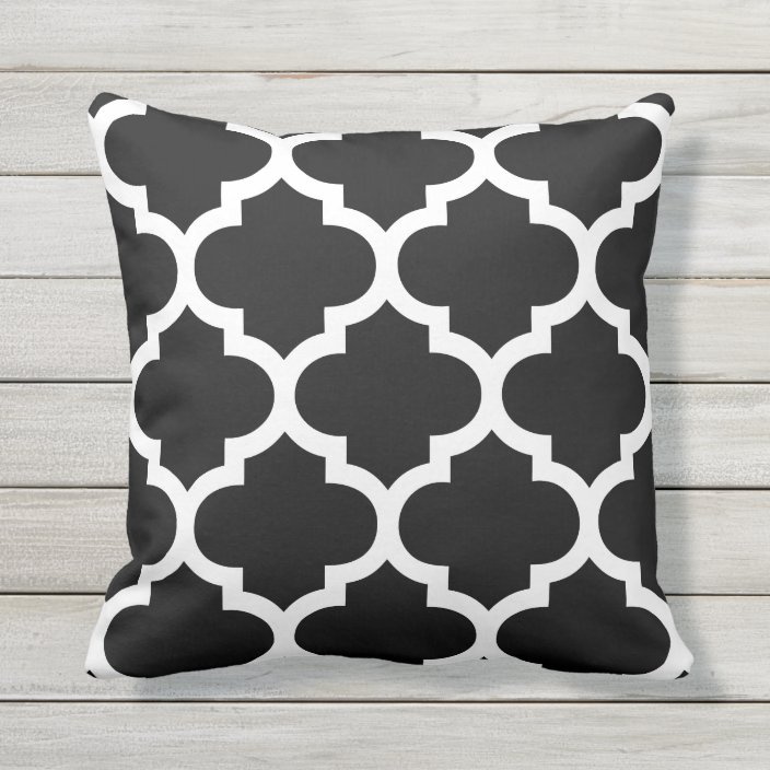 Black White Moroccan Quatrefoil Outdoor Pillows Zazzle Moroccan Quatrefoil Outdoor Pillows