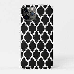 Black White Moroccan Quatrefoil Pattern #4 iPhone 11 Pro Case