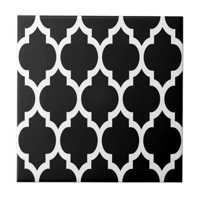 Black White Moroccan Quatrefoil Pattern 4 Tile Zazzle