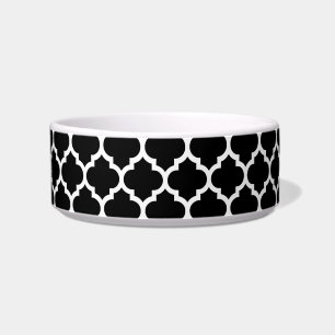 Black White Moroccan Quatrefoil Pattern #5 Bowl