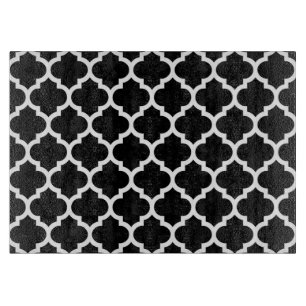 Black White Moroccan Quatrefoil Pattern #5 Cutting Board