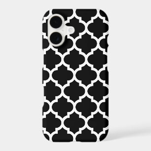 Black White Moroccan Quatrefoil Pattern #5 iPhone 17 Case