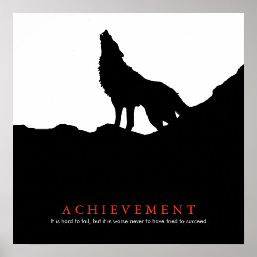 Black  White Motivational Achievement Poster