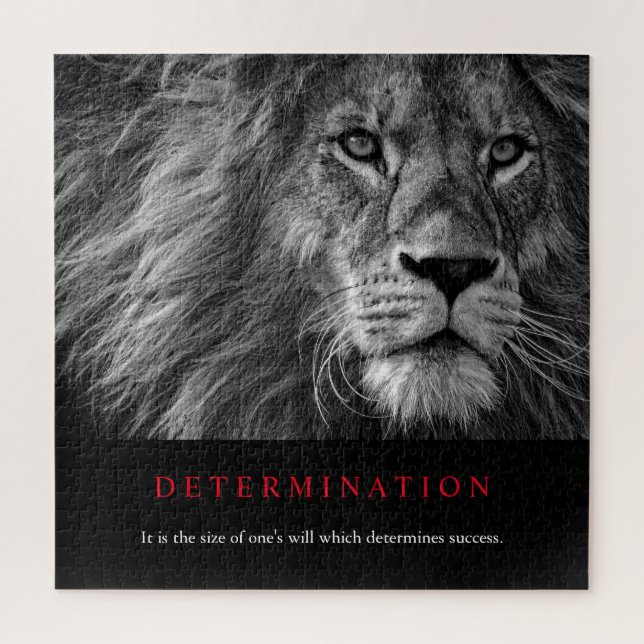Black & White Motivational Determination Lion Art Jigsaw Puzzle (Vertical)