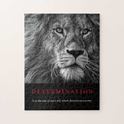 Black  White Motivational Determination Lion Art  Jigsaw Puzzle