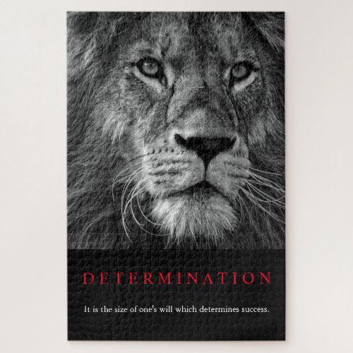 Black  White Motivational Determination Lion Art Jigsaw Puzzle