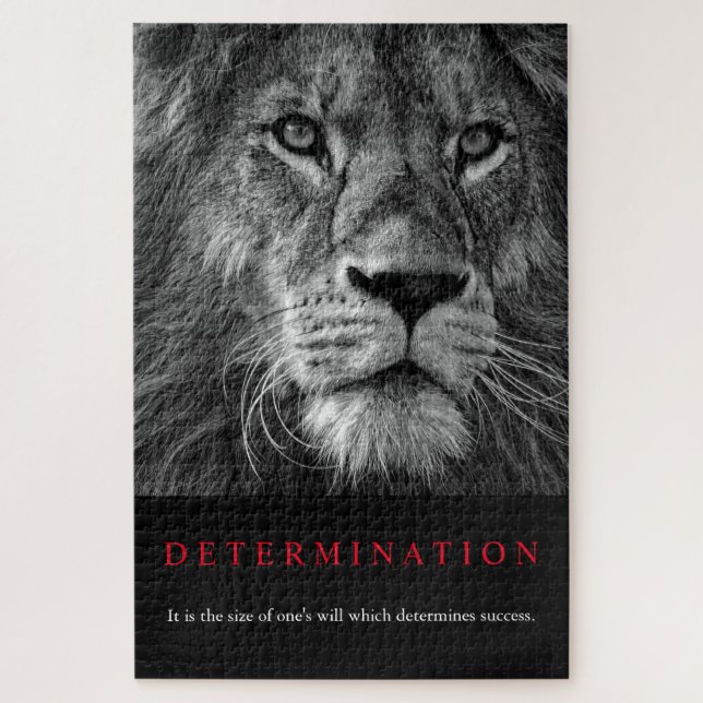 Black & White Motivational Determination Lion Art Jigsaw Puzzle (Vertical)