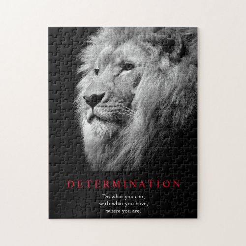 Black  White Motivational Determination Lion Art Jigsaw Puzzle
