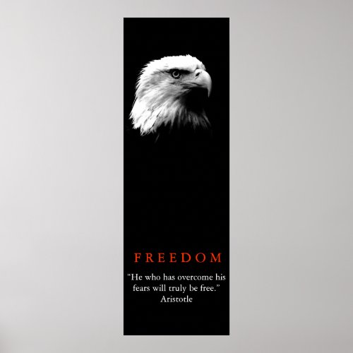 Black White Motivational FREEDOM Bald Eagle Poster