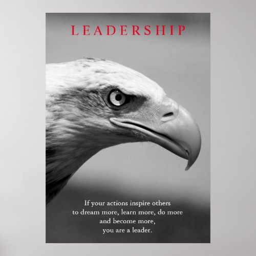 Black White Motivational Leadership Eagle Eye Poster